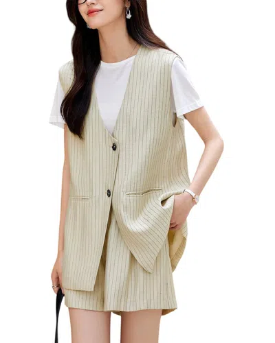 Ounixue 2pc Vest & Short Set In Neutral