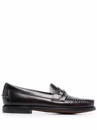 Sebago Black Pull-on Loafers In Leather Woman In Black