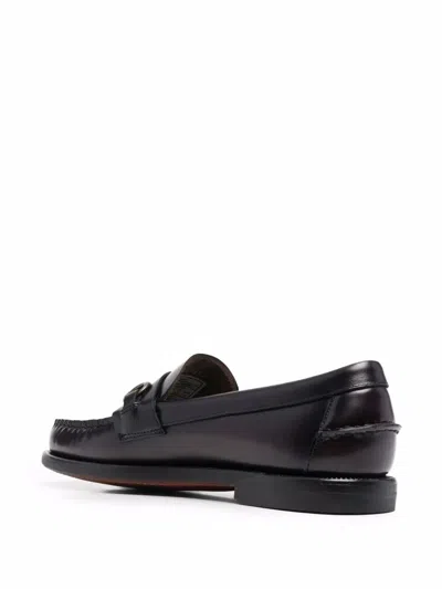 Sebago Black Pull-on Loafers In Leather Woman In Black