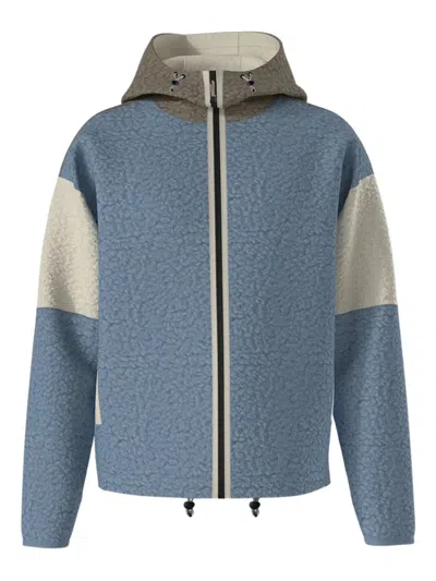 Napapijri Colorblock Fleece Giubbino With Adjustable Hem In Blue