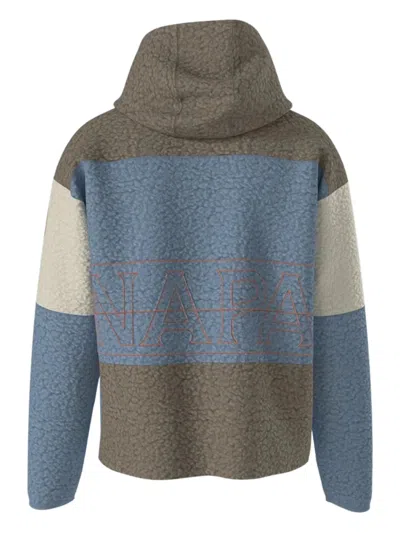 Napapijri Colorblock Fleece Giubbino With Adjustable Hem In Blue