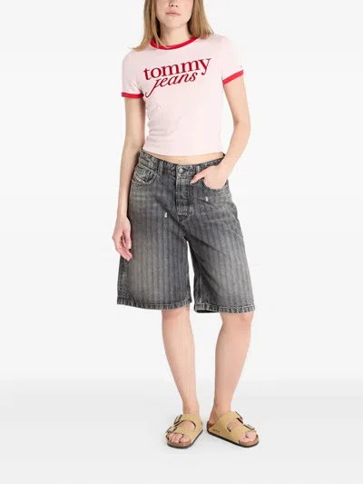 Tommy Jeans Script Ringer T-shirt In Pink
