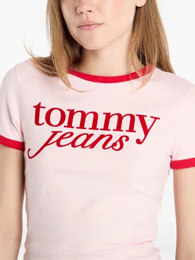 Tommy Jeans Script Ringer T-shirt In Pink