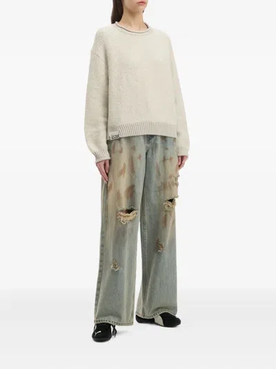 罗纹袖口圆领毛衣