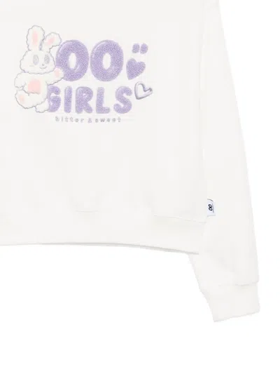 Chocoolate Embroidered-graphic Cotton Sweatshirt In White