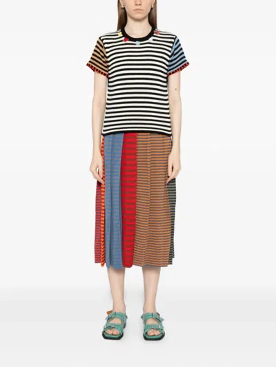 Yanyan Knits Striped Cotton Top In Multi