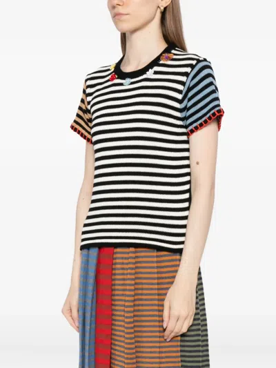 Yanyan Knits Striped Cotton Top In Multi