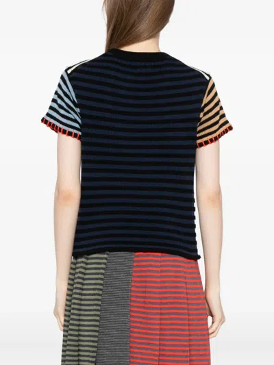 Yanyan Knits Striped Cotton Top In Multi