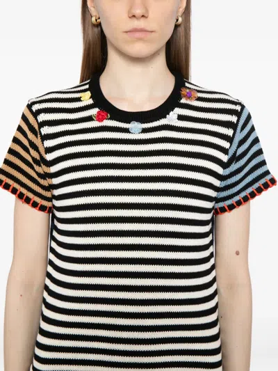 Yanyan Knits Striped Cotton Top In Multi