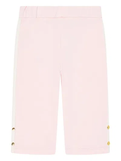Escada Logo-embroidered Cotton Trousers In Pink