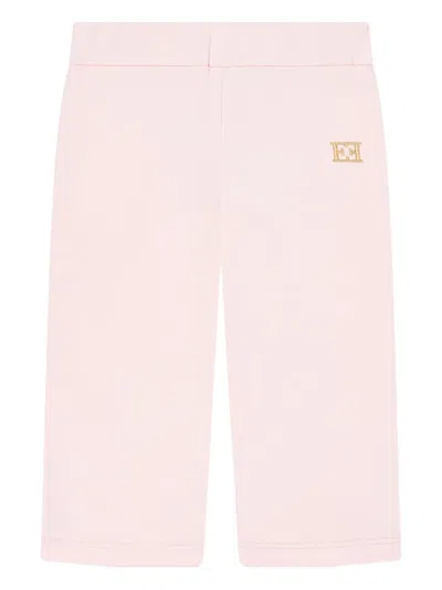 Escada Logo-embroidered Cotton Trousers In Pink