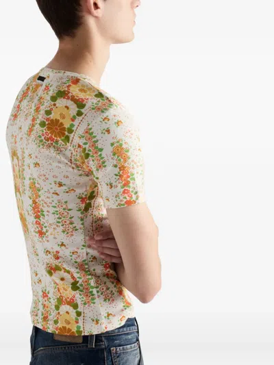 Prada Floral-pattern Crew-neck T-shirt In Multi