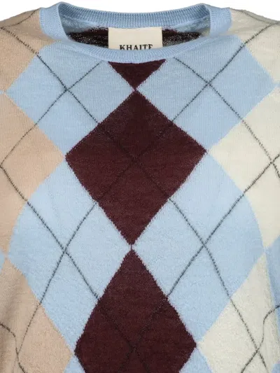 Khaite Womens Light Blue Multi Anders Short-sleeves Cashmere And Wool Top In Blue