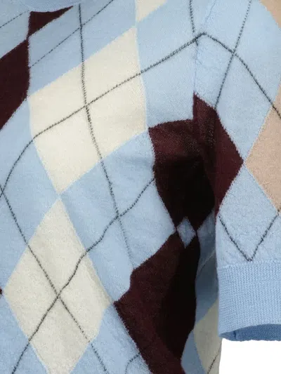 Khaite Womens Light Blue Multi Anders Short-sleeves Cashmere And Wool Top In Blue