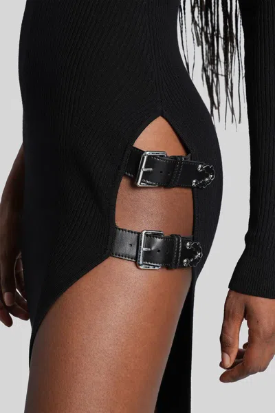 Blumarine Long Dress In Black Wool In Black