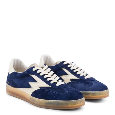 Moa Master Of Arts Navy Leather Sneakers In Blue