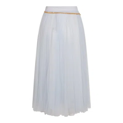 Elisabetta Franchi Starlight Midi Belted Skirt In Silver