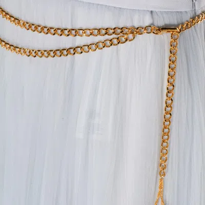 Elisabetta Franchi Starlight Midi Belted Skirt In Silver