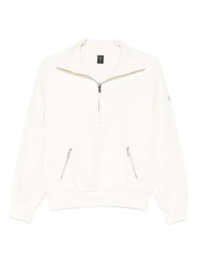 Moose Knuckles Mix Media Zip-front Sweatshirt In White