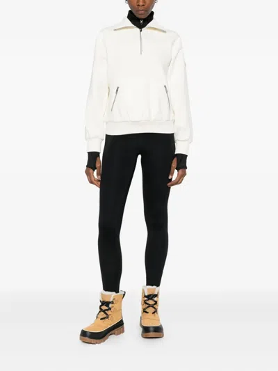 Moose Knuckles Mix Media Zip-front Sweatshirt In White