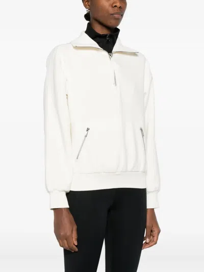 Moose Knuckles Mix Media Zip-front Sweatshirt In White