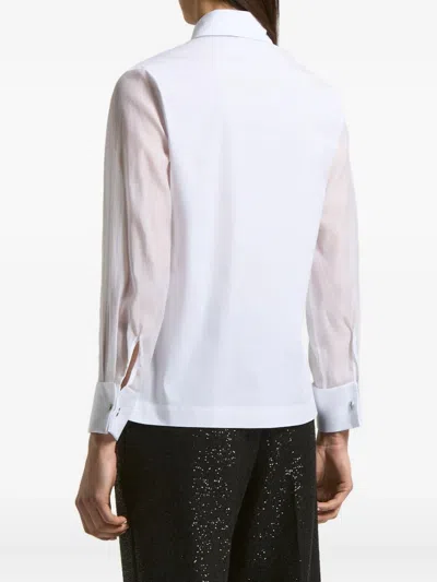 Peserico Sheer-sleeve Shirt In White