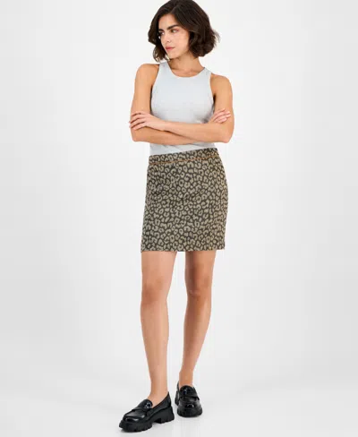 Hugo Boss Mini Skirt In Leopard Jacquard In Multi