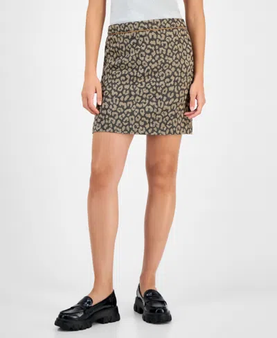 Hugo Boss Mini Skirt In Leopard Jacquard In Multi