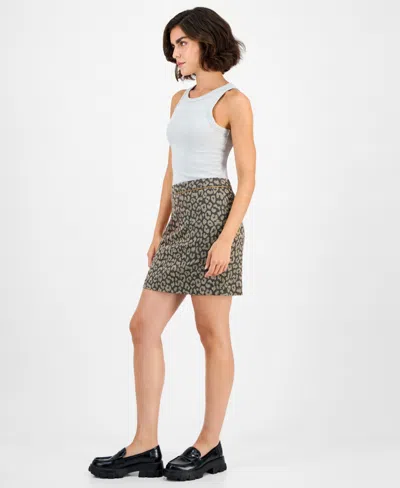 Hugo Boss Mini Skirt In Leopard Jacquard In Multi
