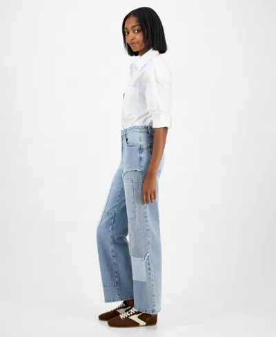 And Now This Now This Womens Mixed Media Patchwork Jeans 24p 28w Macys Exclusive In Multi