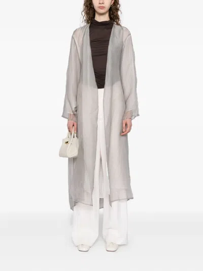 Yeareast Layered Silk Coat In Gray