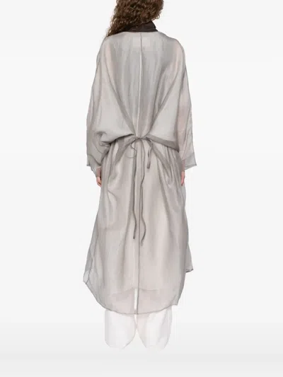 Yeareast Layered Silk Coat In Gray