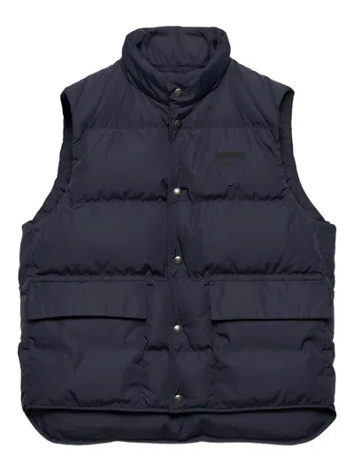 Prada Re-nylon Puffer Vest In Blue