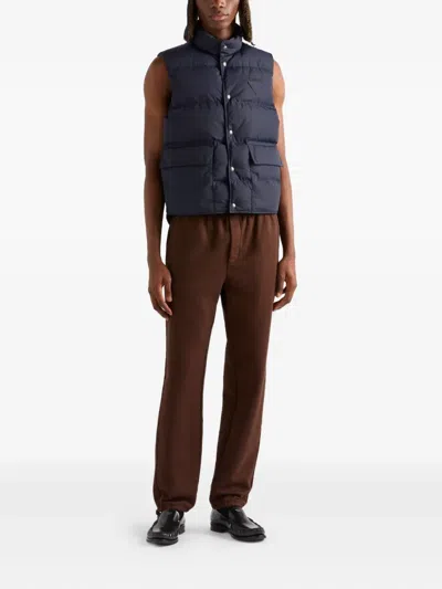 Prada Re-nylon Puffer Vest In Blue
