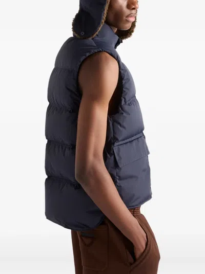 Prada Re-nylon Puffer Vest In Blue