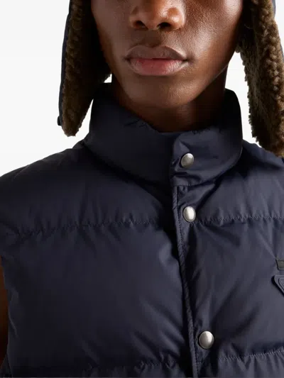 Prada Re-nylon Puffer Vest In Blue
