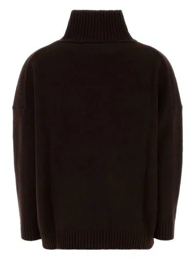Weekend Max Mara Borgia Turtleneck Wool Sweater With Dropped Shoulders In Brown