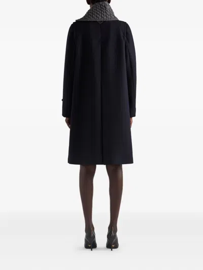 Prada Loden Leather-button Single-breasted Wool Coat In Black
