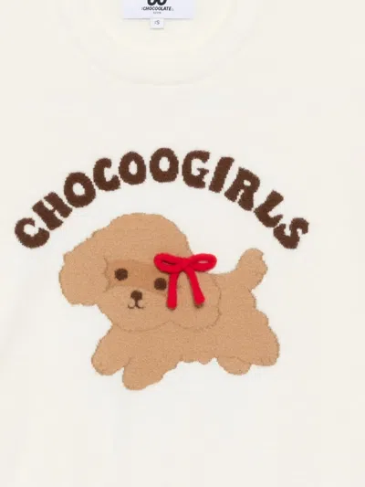 Chocoolate Puupy-print Jumper In White