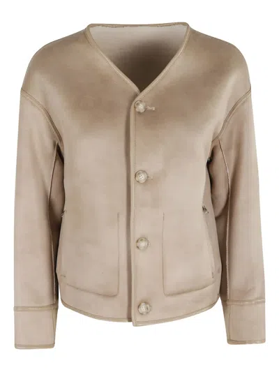 Urbancode Reversible Beige Jacket With Faux Shearling In Brown