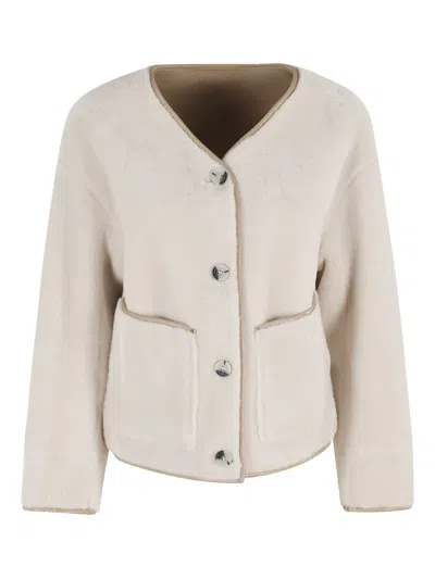 Urbancode Reversible Beige Jacket With Faux Shearling In Brown