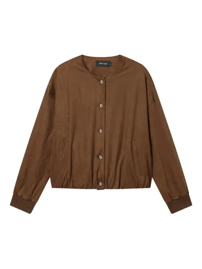Tout A Coup Button-detailed Elastic-hem Jacket In Brown