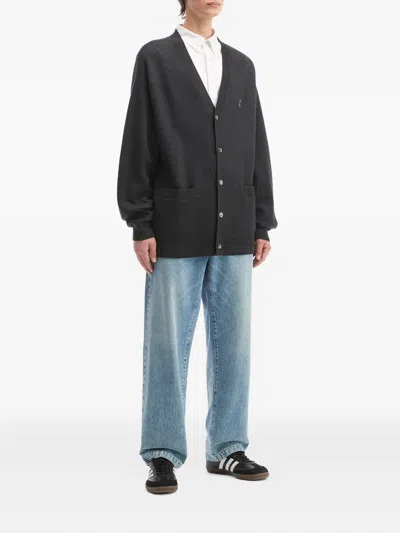 Izzue Buttoned Bear-emblem Cardigan In Black