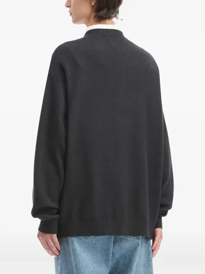 Izzue Buttoned Bear-emblem Cardigan In Black