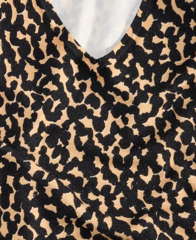 Inc International Concepts Plus Size Print V-neck Tunic, Macy's Exclusive In Brown