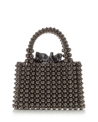Aqua Beaded Top Handle Bag - Exclusive In Gray