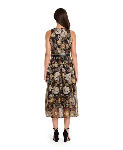 Tahari Asl Women's Embroidered High-low Dress In Brown