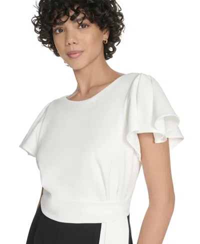 Tommy Hilfiger Flutter Sleeve Draped Side Jumpsuit In Multi