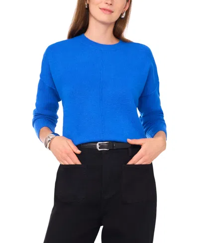 Vince Camuto Women's Cozy Crewneck Long-sleeve Extend-shoulder Sweater In Blue