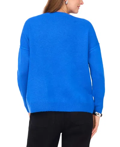 Vince Camuto Women's Cozy Crewneck Long-sleeve Extend-shoulder Sweater In Blue
